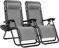 Best Choice Products Set of 2 Adjustable Steel Mesh Zero Gravity Lounge Chair Recliners w/Pillows and Cup Holder Trays - Ice Gray by BestChoiceProducts