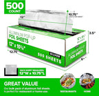 500 Count Pre-Cut Deli Aluminum Foil Sheets, 12” Heavy Duty Pop Up Sheets - Image 2