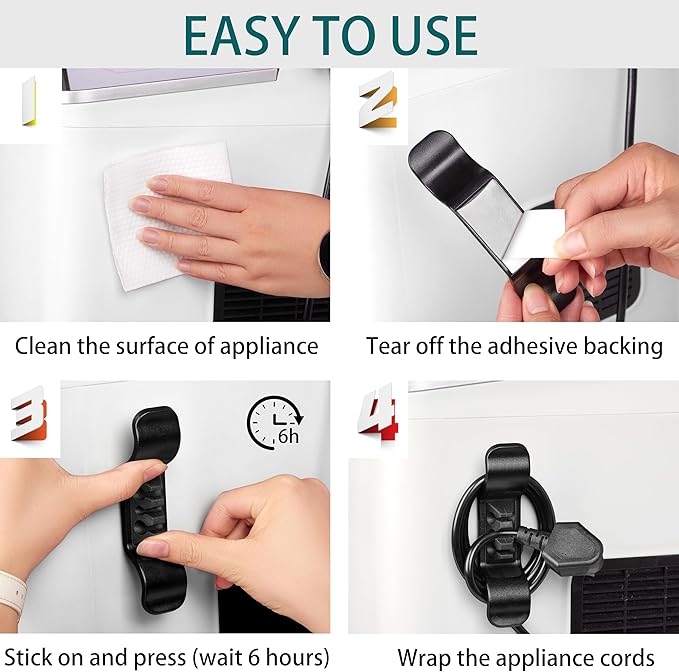 Cord Organizer for Appliance Stick On- Kitchen Appliances Cord Winder, - Image 5