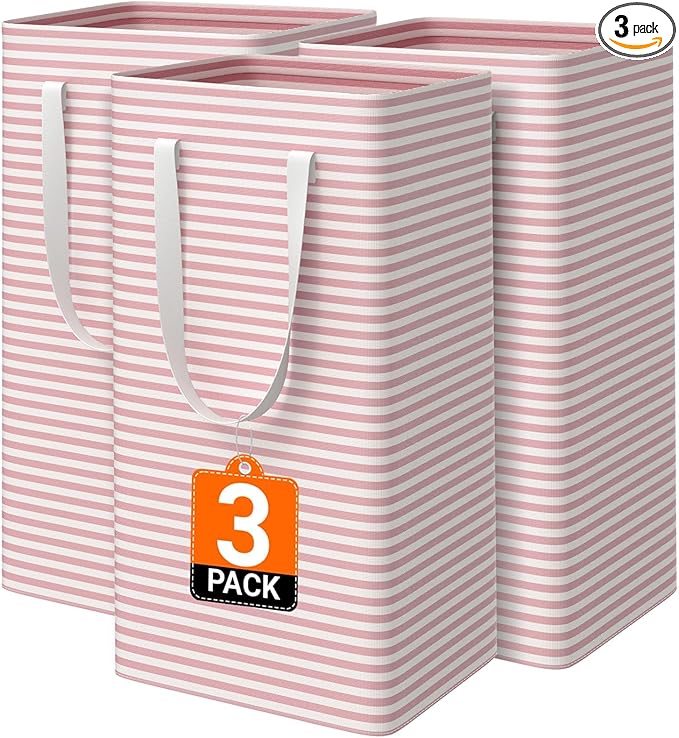 3 Pack Large Laundry Basket, Waterproof & Freestanding Laundry Hamper, by Unknown