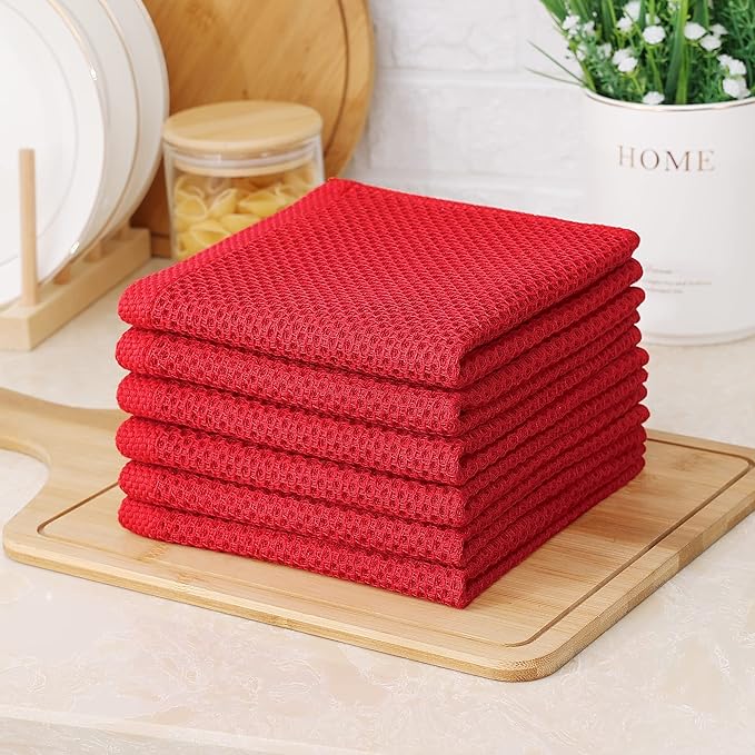 Kitinjoy 100% Cotton Kitchen Dish Cloths, 12 Pack Waffle Weave Ultra Soft - Image 7