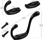 Rok Hardware Heavy Duty Dual Coat Hook, 10 Pack ROKCH101BLK - Image 2