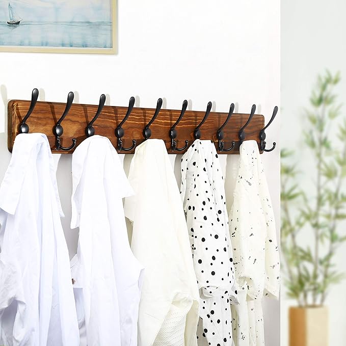 WEBI Coat Rack Wall Mount, 38 9/16" Long, 10 Tri Hooks - Image 5