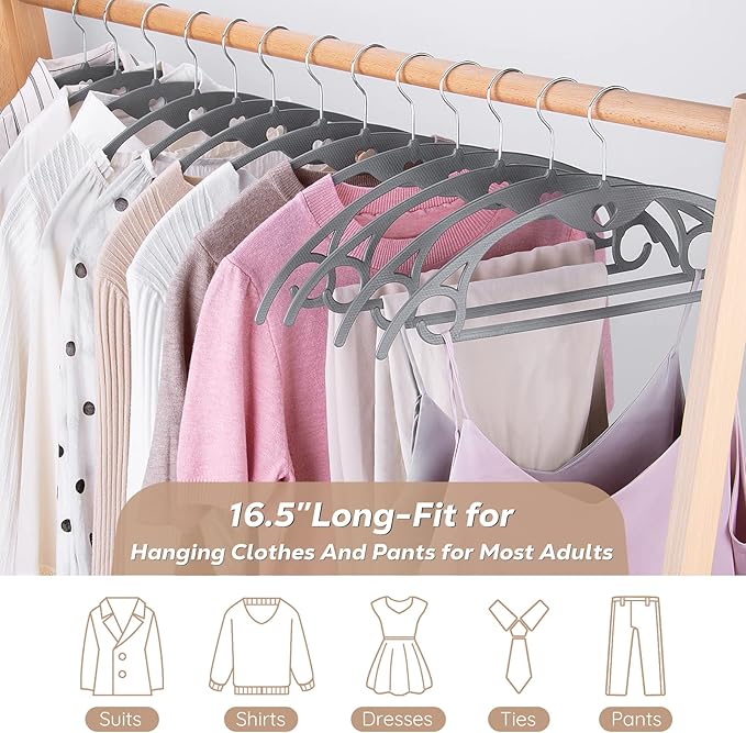 Grey Plastic Hangers 50 Pack: No Shoulder Bumps Ultra Thin Plastic Hanger - Image 5