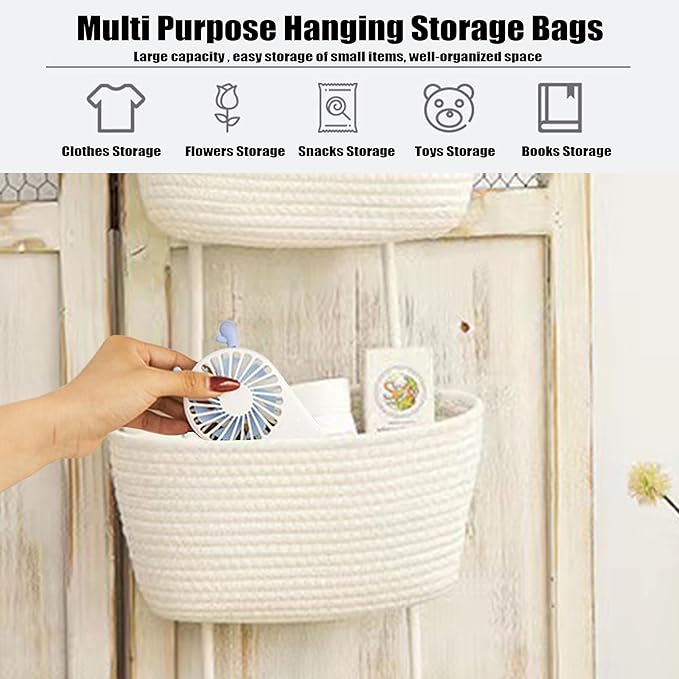 AARAINBOW Wall Hanging Cotton Baskets, Large 3 Tier Decorative Basket - Image 4