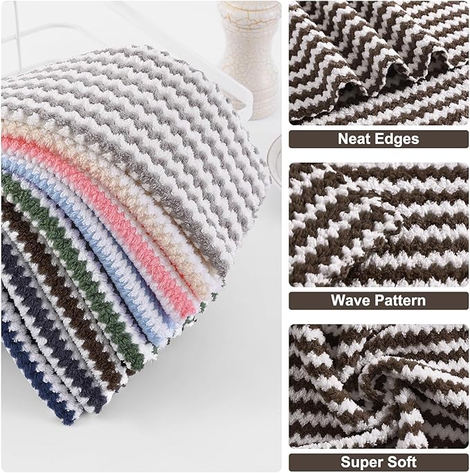 Homaxy 12 Pack Kitchen Dish Cloths, Ultra Soft and Absorbent Dish Towels - Image 2