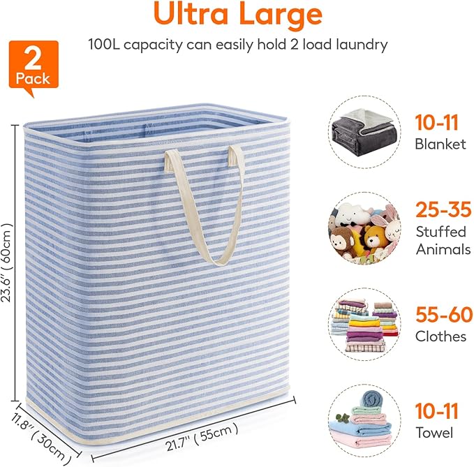 Lifewit 2 Pack Laundry Hamper Large Collapsible Laundry Baskets, Freestanding - Image 4