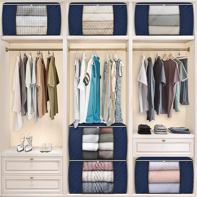 Fab totes 24 Gallons Clothes Storage, Foldable Thick Fabric Blanket Storage Bags - Image 5