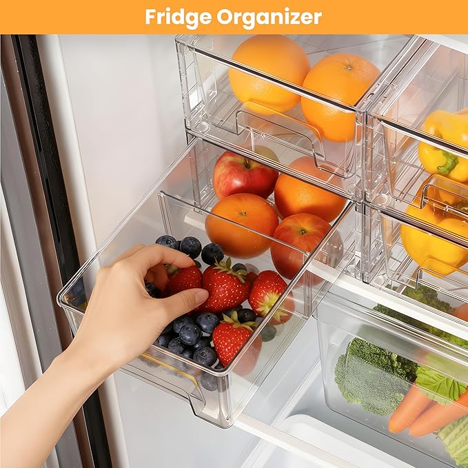4 Pack Stackable Storage Drawers, Plastic Organizers Bins, Drawers Storage - Image 2