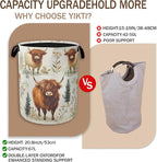 Laundry Hamper, Highland Cow Laundry Basket, Farmhouse Watercolor Flower - Image 3