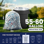 Plasticplace Heavy Duty 55-60 Gallon Trash Bags – Clear Garbage Can Liners – - Image 4
