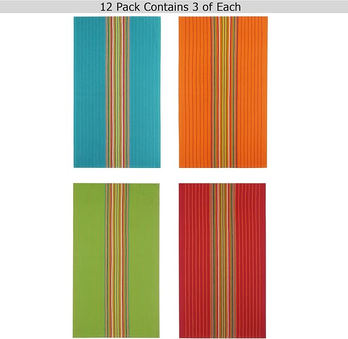 COTTON CRAFT Salsa Stripe Kitchen Towels - Image 2