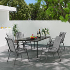 Patio Dining Chairs Set of 6, Outdoor Stackable Dining Chairs High Back, Patio Furniture for Backyard, Porch, Garden, Poolside (Grey) - Image 2