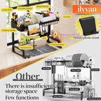 Over Sink Dish Drying Rack Snap-On Design Large Dish Drainer Storage Counter - Image 5