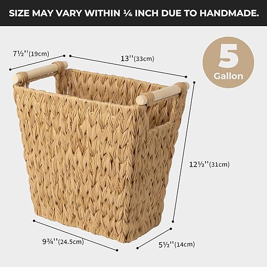GRANNY SAYS Bathroom Wastebasket, Wicker Trash Can - Image 5