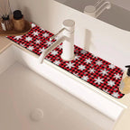 Christmas Snowflake Kitchen Sink Splash Guard Mat Buffalo Plaid Absorbent Fast - Image 2
