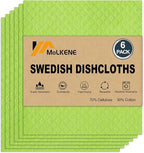 Swedish Dishcloths for Kitchen | 6 Pack Absorbent Cellulose Sponge Cloths by MoLKENE