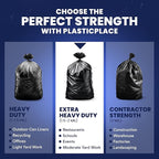 Plasticplace 55-60 Gallon Trash Bags │ 1.5 Mil │ Black Heavy Duty Garbage Can - Image 6