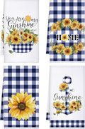 Bencailor 4 Pcs Sunflower Kitchen Towels Blue and White Floral Hand Dish Towels by Bencailor