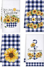 Bencailor 4 Pcs Sunflower Kitchen Towels Blue and White Floral Hand Dish Towels by Bencailor