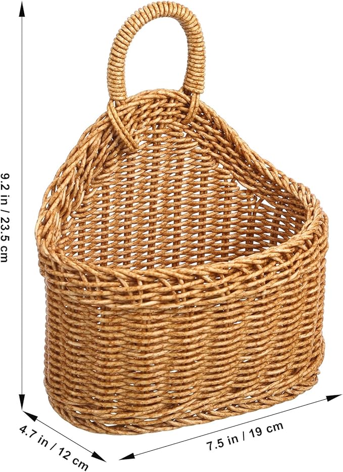 Woven Hanging Storage Basket for Kitchen 9.64X7.48X3.93In Rattan Wall Basket - Image 3