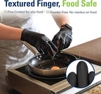 Black Nitrile Gloves, Food Safe Disposable Gloves Latex Free, Rubber Gloves - Image 3