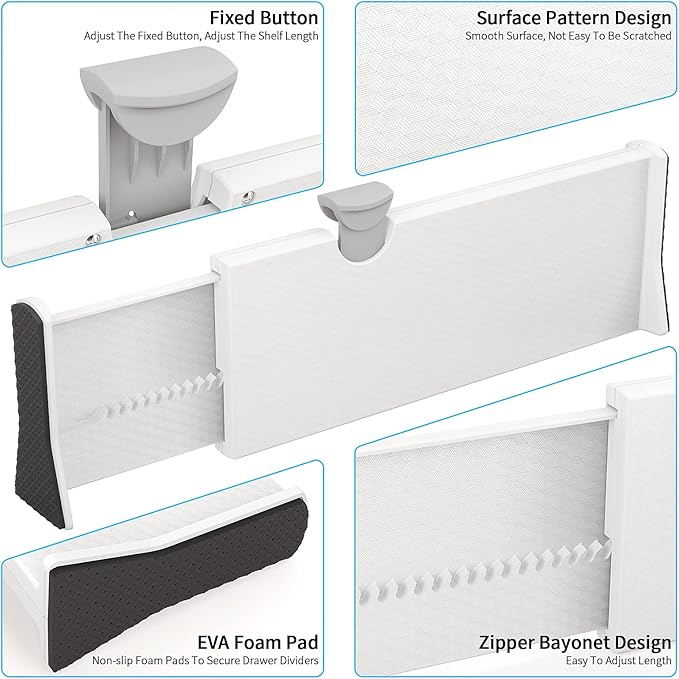 Drawer Dividers Organizer 6 Pack, Adjustable Separators 4" High Expandable from - Image 4