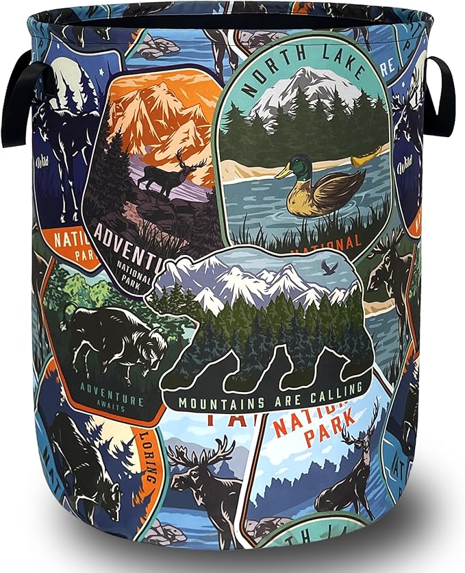 Funny Adventure Laundry Basket Oxford Cloth Bears Animals Laundry Hamper by Unknown