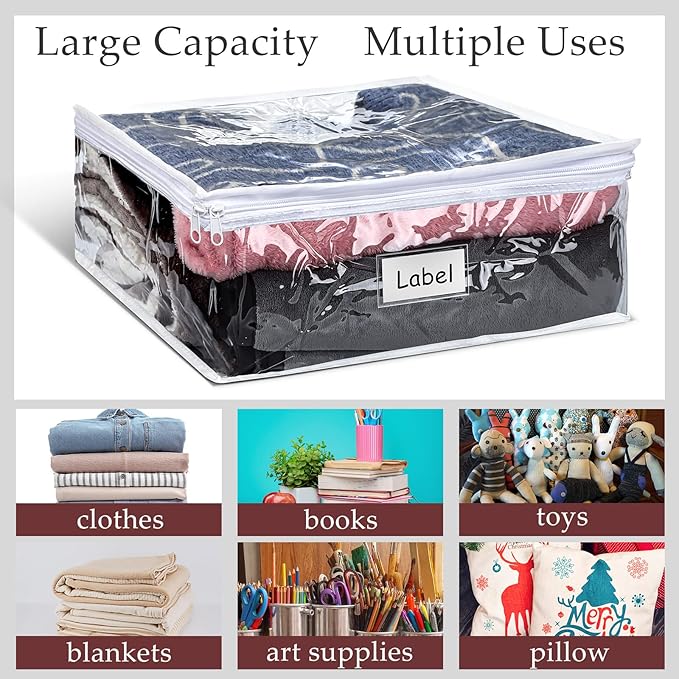 Hoolerry 6 Pieces Sweater Storage Bags Plastic Clear PVC Clothes Storage Bags - Image 7