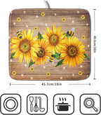 Sunflower Bee Dish Drying Mat for Kitchen Counter Home 16x18 Inch Wood Barn - Image 2