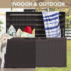 Devoko 100 Gallon Waterproof Large Resin Deck Box Indoor Outdoor Lockable Storage Container for Patio Furniture Cushions Garden Tools (100 Gallon, Dark Brown) - Image 8
