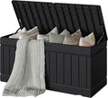 Devoko 78 Gallon Deck Box, Waterproof Resin Outdoor Storage Box for Outside and Patio, Outdoor Storage Bench Lockable for Patio Furniture, Garden Tools and Pool Supplies (Black, 78 Gallon) by DEVOKO