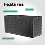 ROJIK Outdoor Storage Housing Deck Box - Waterproof Patio Furniture, Garden Tools, Cushions, Pool Accessories Storage Bench with Lockable Lid and Side Handles (Black,125 Gal) - Image 4