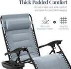 Best Choice Products Oversized Padded Zero Gravity Chair, Folding Outdoor Patio Recliner, XL Anti Gravity Lounger for Backyard w/Headrest, Cup Holder, Side Tray, Polyester Mesh - Breeze Blue - Image 4