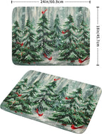 Winter Pine Tree Dish Drying Mat Red Bird Berry Dishes Drainer Mats Absorbent - Image 2
