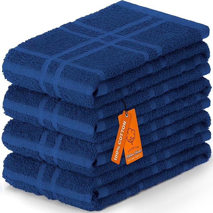 DecorRack Large Kitchen Towels, 100% Cotton Hand Towels, Plaid Pattern Cleaning - Image 8