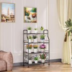 GIOTORENT Plant Stand Outdoor Indoor 4 Tier Metal Waterproof - 41.3" Plant Shelf for Patio, Balcony, Living Room, Large Capacity Tiered Plant Rack, Black - Image 4