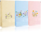 Wildflower Hand Towels Farmhouse Pink Blue Yellow Wildflower Bathroom Decor by Tingjoo
