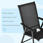 Giantex Set of 2 Patio Folding Chairs, Portable Outdoor Dining Chairs with Armrest for Porch Camping Pool Beach Deck Lawn Garden, Metal Frame, Black - Image 5