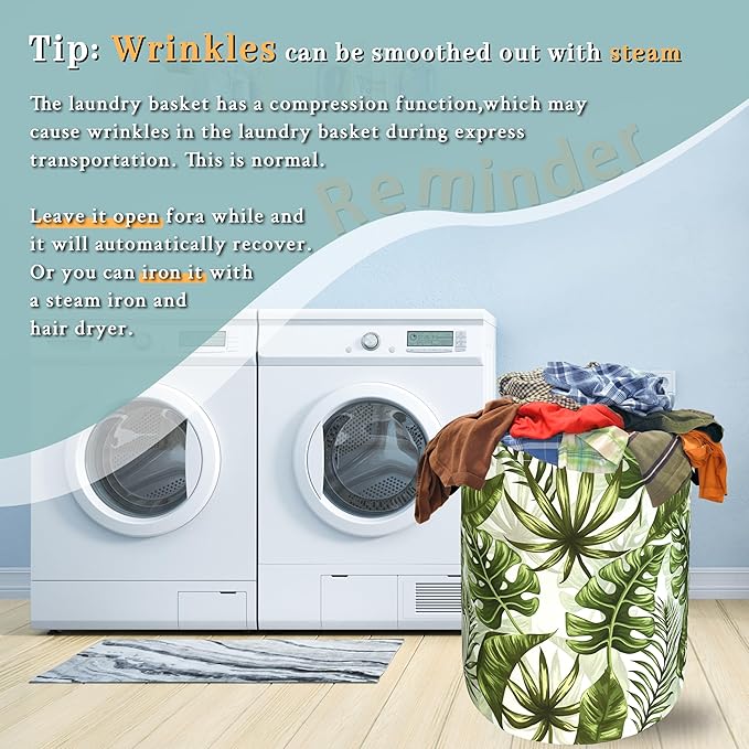 Tropical Leaves Laundry Basket Hawaii Foldable Funny Laundry Hamper Oxford - Image 6