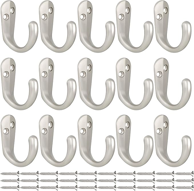 IBosins 15PCS Coat Hooks Wall Mounted Single Prong Robe Hook - Image 2