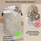 Beige Leaves Modern Laundry Basket - Image 3