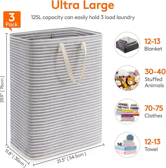 Lifewit 3 Pack Laundry Hamper Large Collapsible Laundry Baskets, Freestanding - Image 4