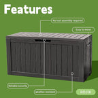 ROJIK Outdoor Storage Housing Deck Box - Waterproof Patio Furniture, Garden Tools, Cushions, Pool Accessories Storage Bench with Lockable Lid and Side Handles (Black 90 Gal) - Image 3