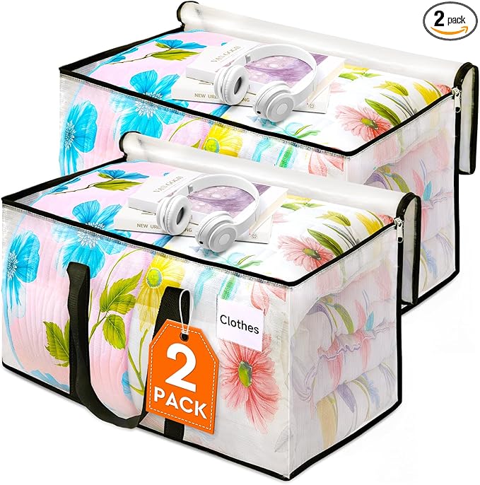 HomeHacks Clear Moving Bags Heavy Duty 2 Pack, Storage Bags by HomeHacks