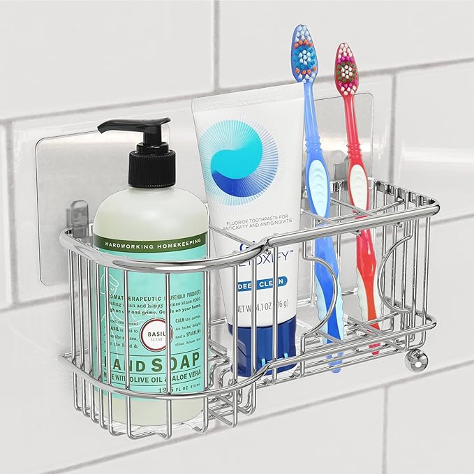Simple Houseware Stainless Steel 6 Slots Toothbrush Holder Adhesive Wall - Image 7