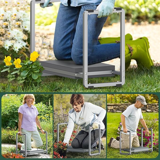 FLINTER Garden Kneeler and Seat, 10.2" Wider Heavy Duty Thick Gardening Bench for Kneeling and Seat - Multifunctional Kneeler Bench, Gardening Gifts for Women, Seniors Grandparents, Gray - Image 6