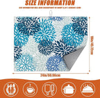 Blue Floral Dish Drying Mat for Kitchen Counter Microfiber Absorbent Dish - Image 2
