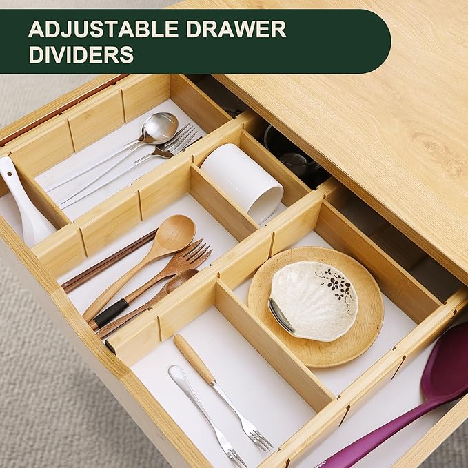 Utoplike 4 PCS Bamboo Kitchen Drawer Dividers - Image 5