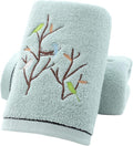 Pidada Hand Towels Set of 2 Embroidered Bird Tree Pattern 100% Cotton Absorbent by Pidada